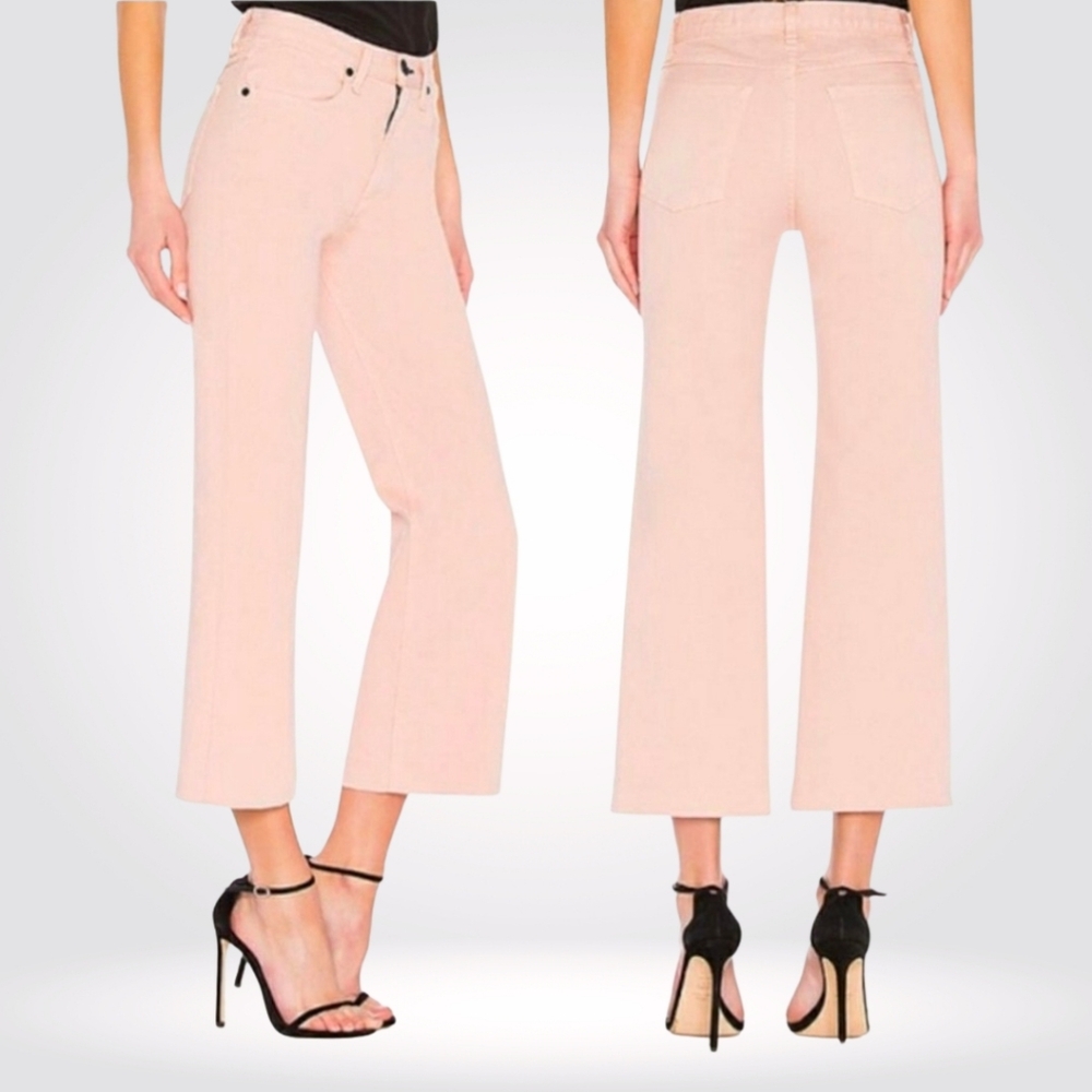rag & bone Justine Pink Cropped Wide-Leg Jeans